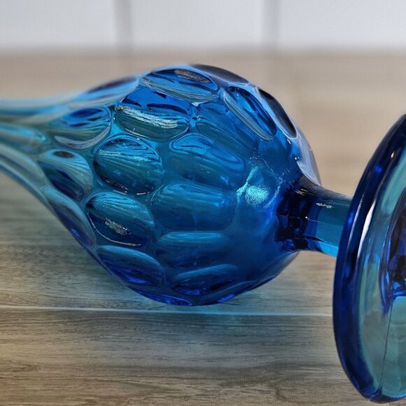MCM Fenton Glass Sapphire Colonial Blue Tall Swung Vase 19.5 Tall Thumbprint VTG - Picture 14 of 16